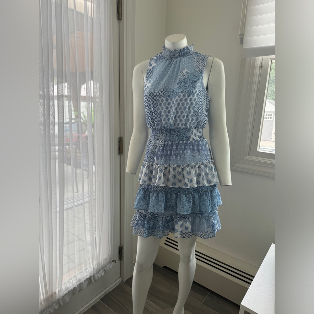 Blue Hues Ruffle Tiered Dress